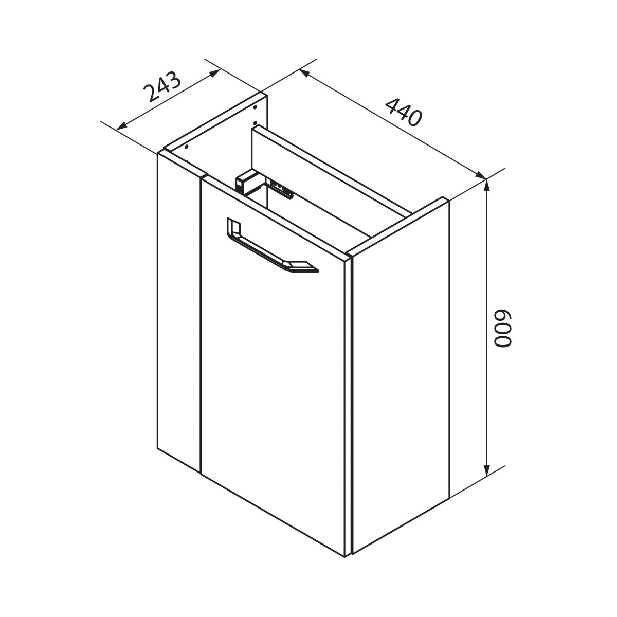 Fackelmann  Gäste-WC Waschtischunterschrank rechts SBC 440 x 600 x 243 mm Alaska-Esche/Weiß Bild 6