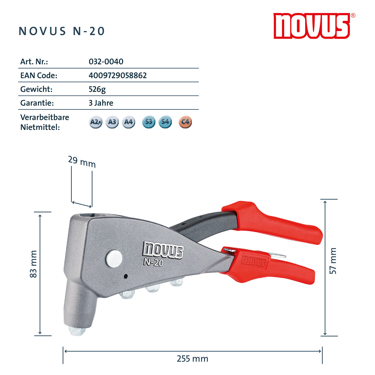 Novus Blindnietzange N-20 Bild 3