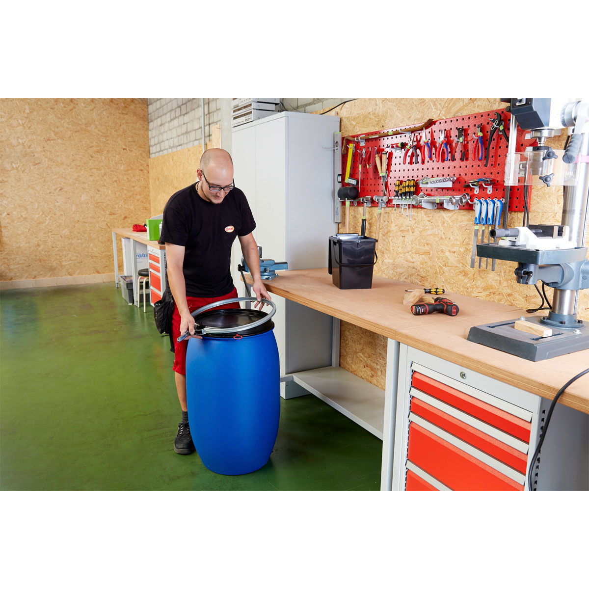 Maischefass rund, Deckel, 60 L blau Bild 2