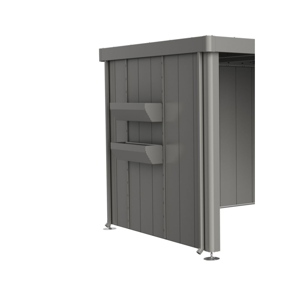 Biohort FloraBoard zu Seitendach Gerätehaus Neo quarzgrau-metallic