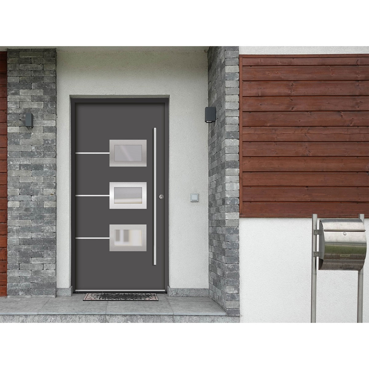 SplenDoor  Premium-Haustür Passivedoor Bergen RC2 energiesparend einbruchsicher anthrazit 100 x 210 cm rechts Bild 2