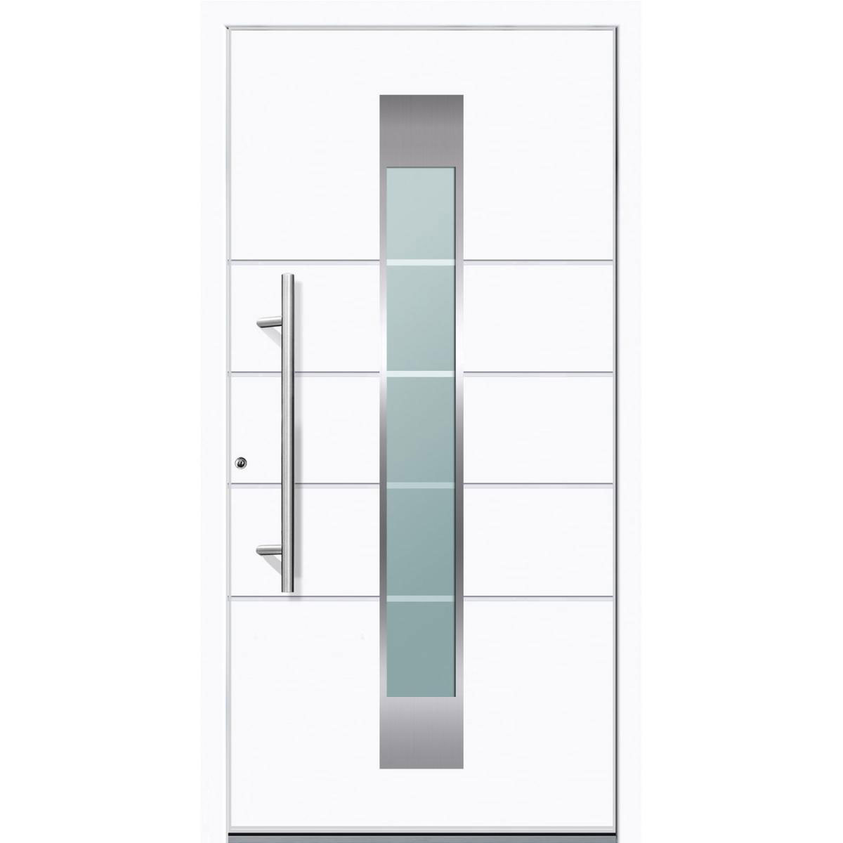 Aluminium Sicherheits-Haustür „Turin Superior“, 60mm, weiß, 110x210 cm, Anschlag links, inkl. Griffset