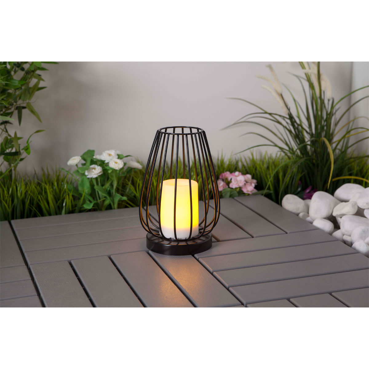 Flector Garten LED-Solar-Tischleuchte Candle schwarz
