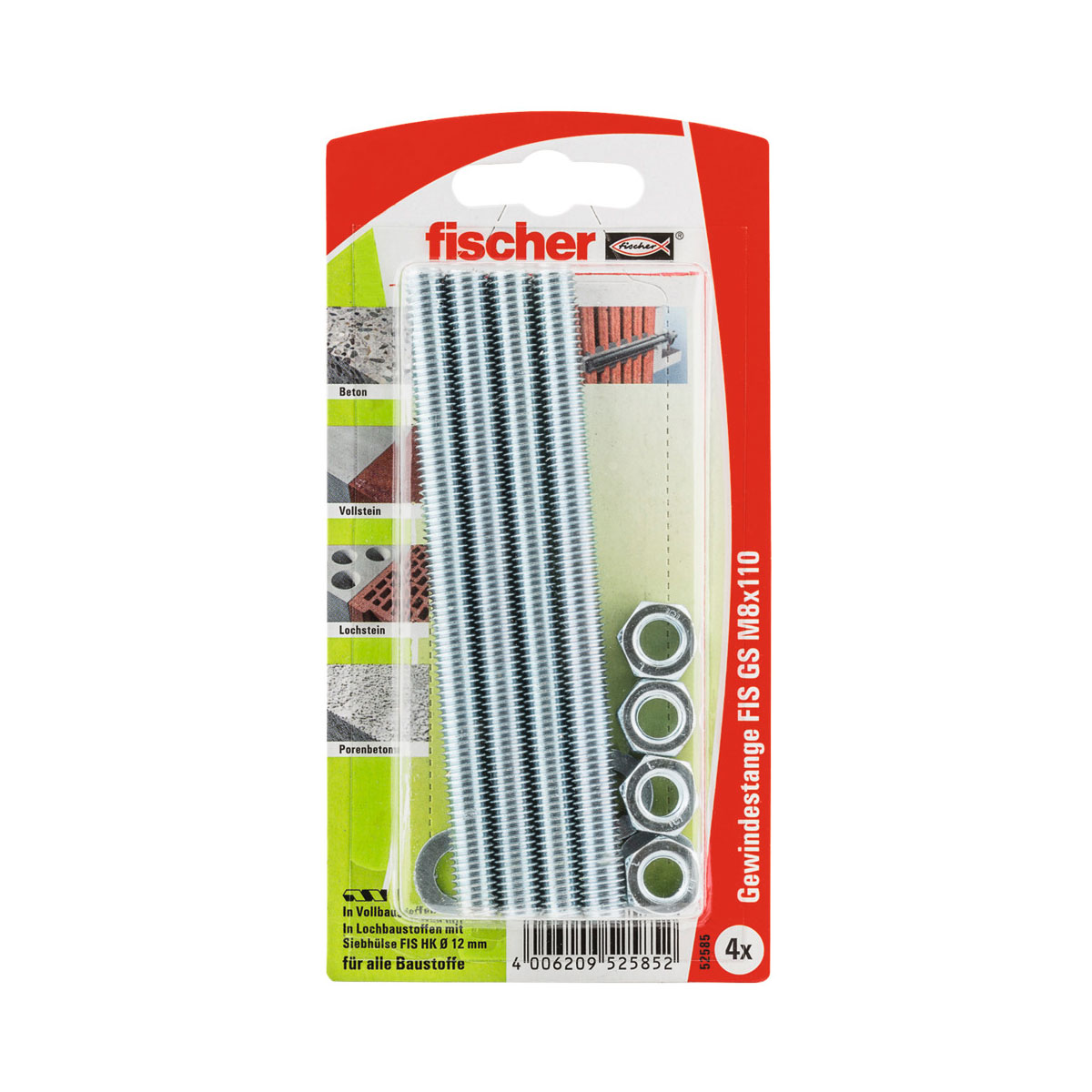 Fischer  Gewindeanker FIS GS M 8 x 110 mm 4 Stück