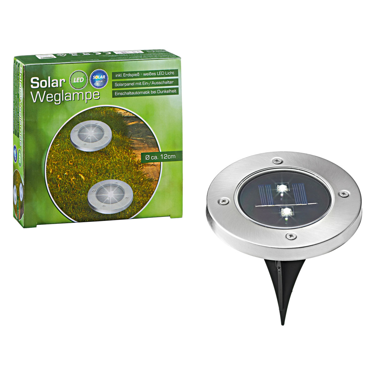 LED-Solar-Wegeleuchte inkl Erdspieß 12 cm silber Bild 2