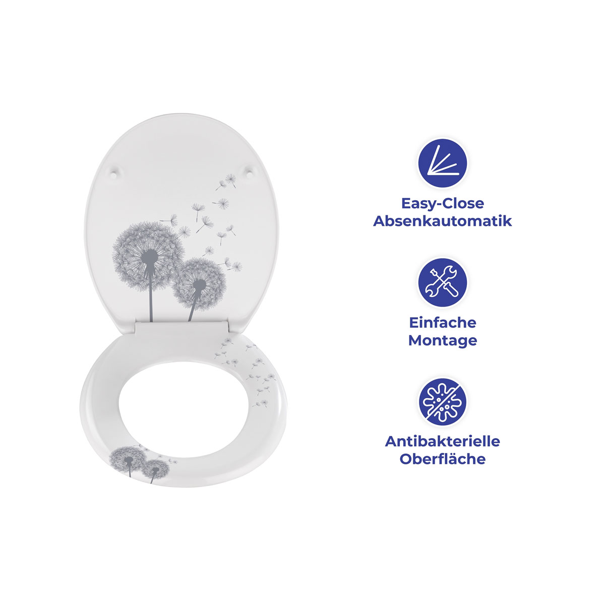 Wenko  Premium WC-Sitz Astera aus antibakteriellem Duroplast mit Absenkautomatik Bild 2