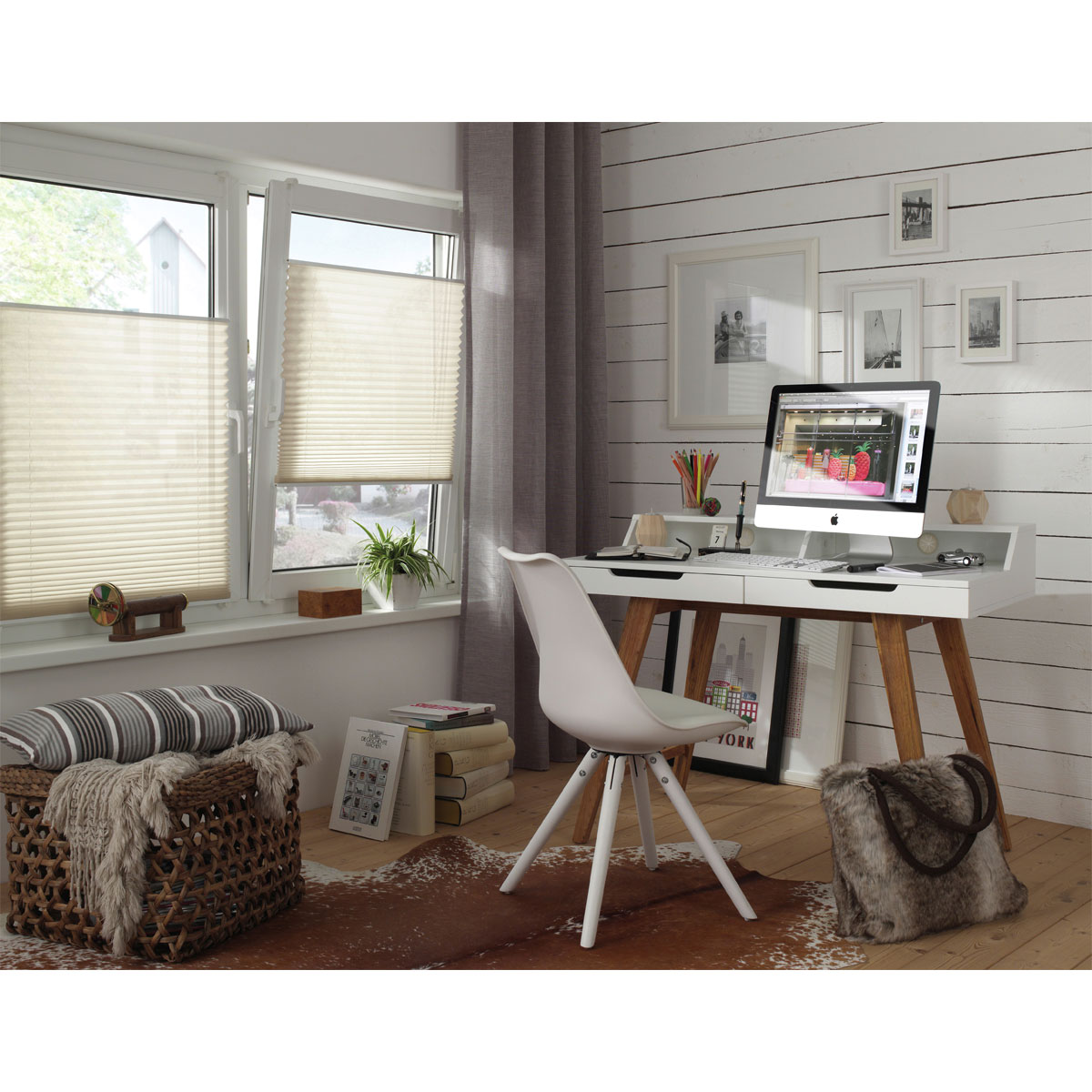 Gardinia Plissee Easyfix mit 2 Bedienschienen 80 x 130 cm creme Bild 3