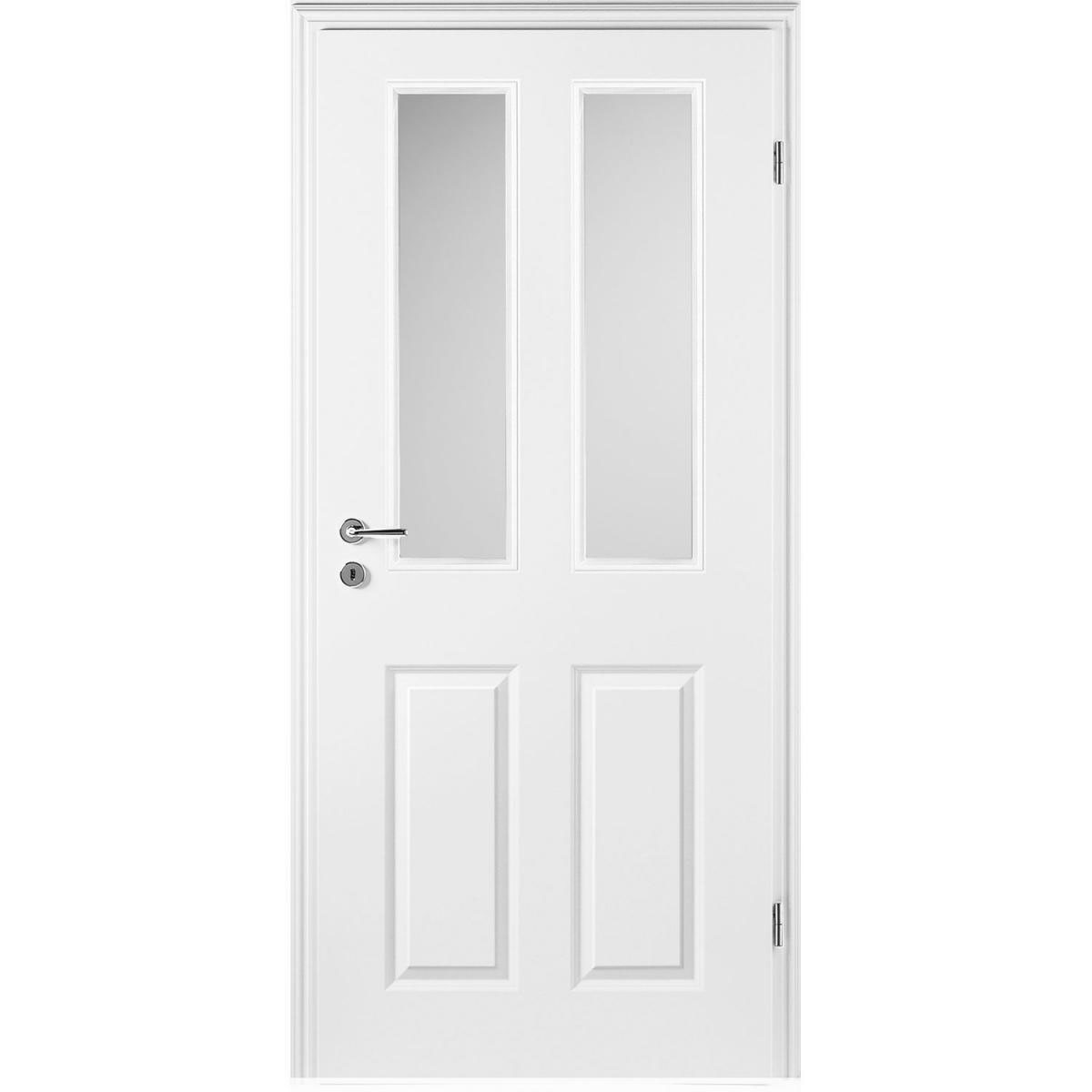 Borne Zimmertür Klassik Weißlack mit Lichtausschnitt 86 x 198,5 cm DIN rechts