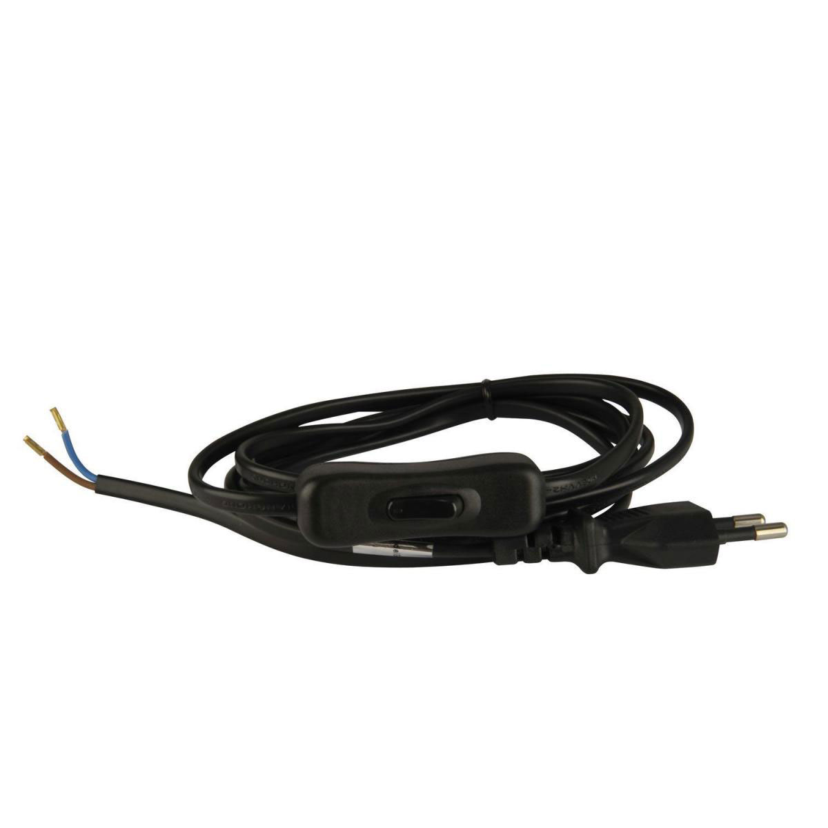 Euro-Zuleitung mit Schnurschalter 2 m schwarz