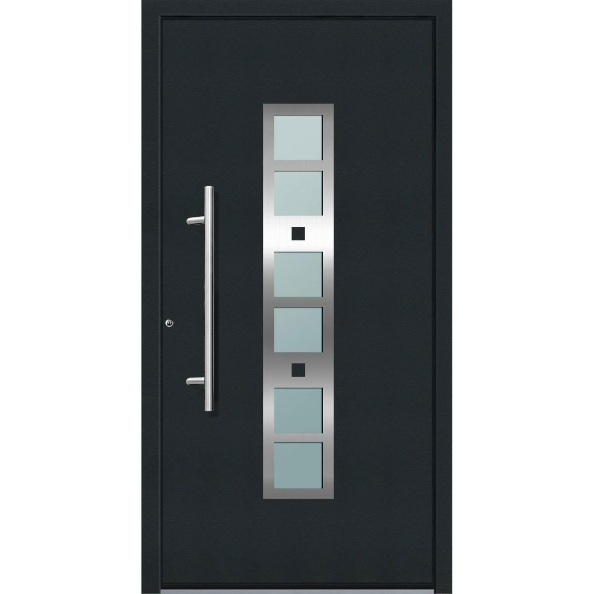 Aluminium Sicherheits-Haustür „Pisa Superior“, 60mm, anthrazit, 110x210 cm, Anschlag links, inkl. Griffset