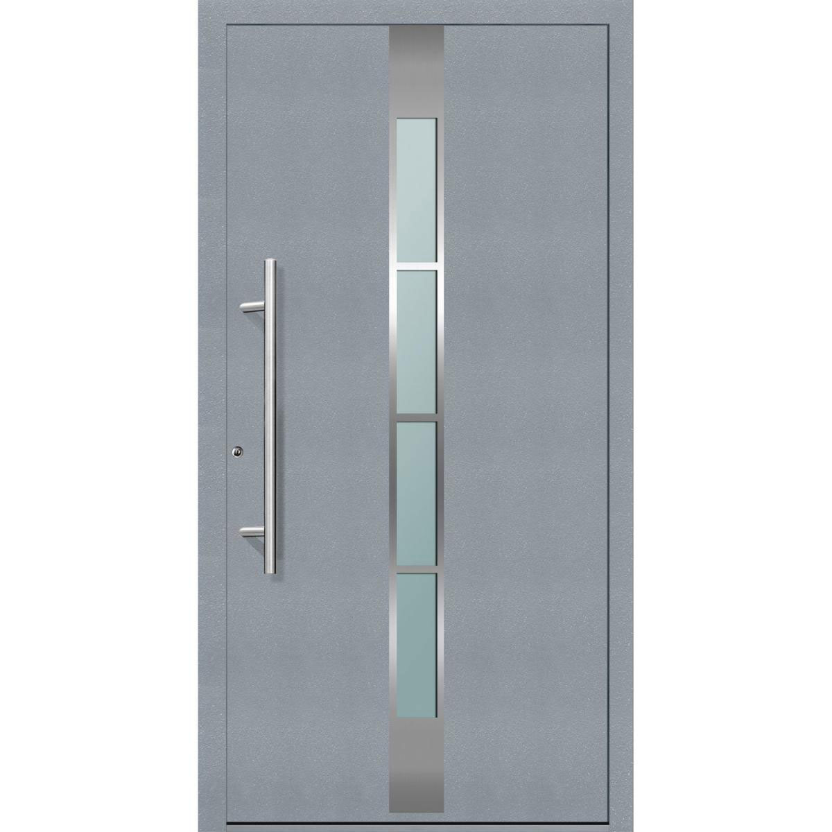 Aluminium Sicherheits-Haustür „Ferrara Exklusiv“, 75mm, grau, 100x210 cm, Anschlag links, inkl. Griffset