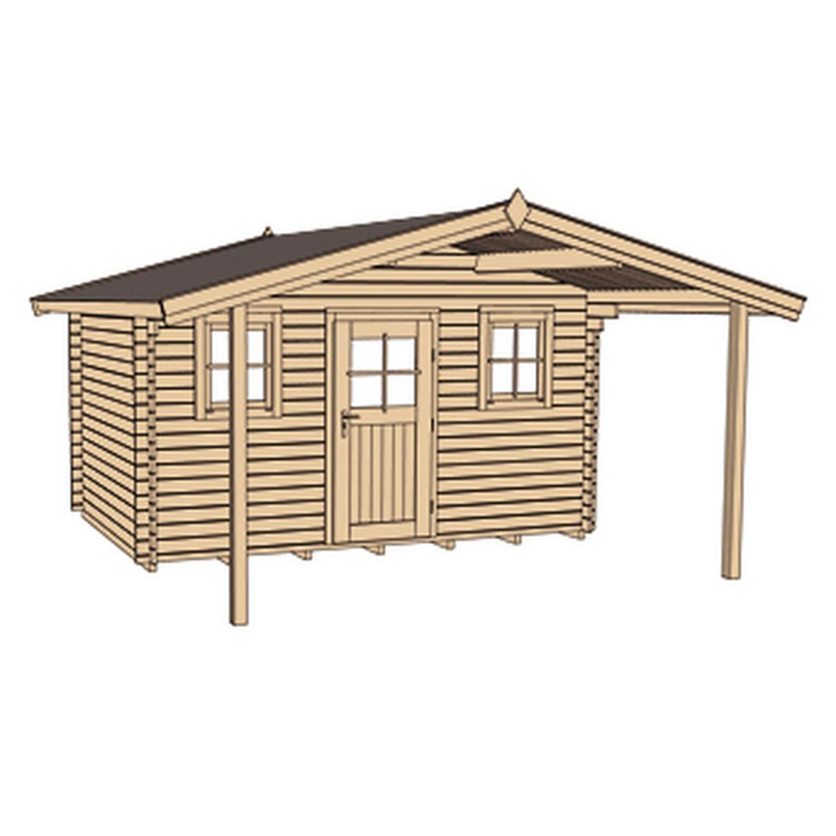 Weka Gartenhaus 135 A Größe 1/2 mit Vordach 380 x 580 x 262 cm Bild 3