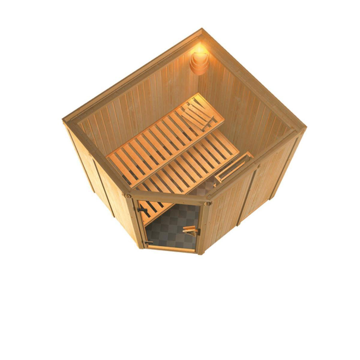 Karibu Systemsauna Lilja 68 mm 3,6 kW Ofen Bio externe Strg ohne Dachkranz Bild 4