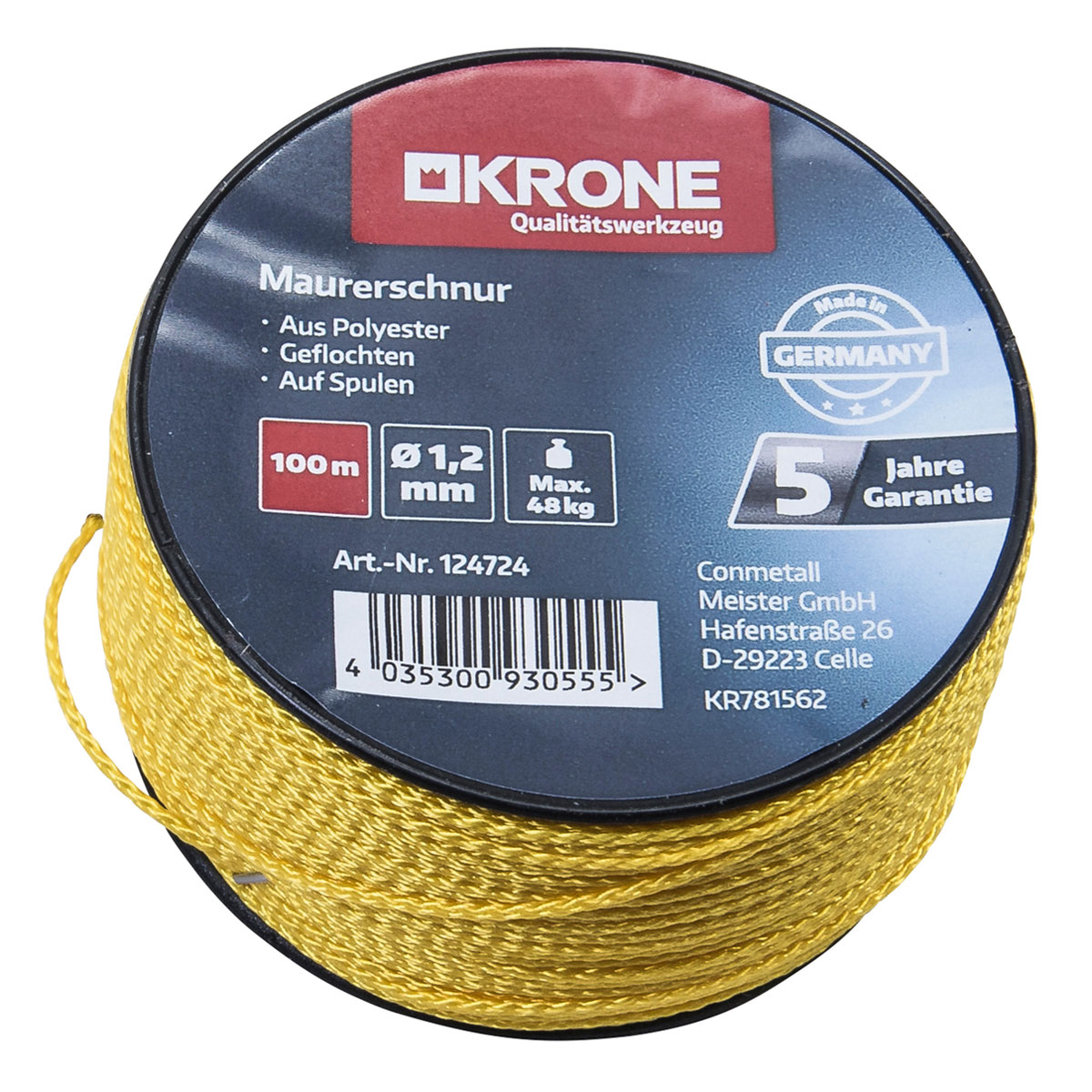 Krone  Maurerschnur 1,2 mm-100m neongelb
