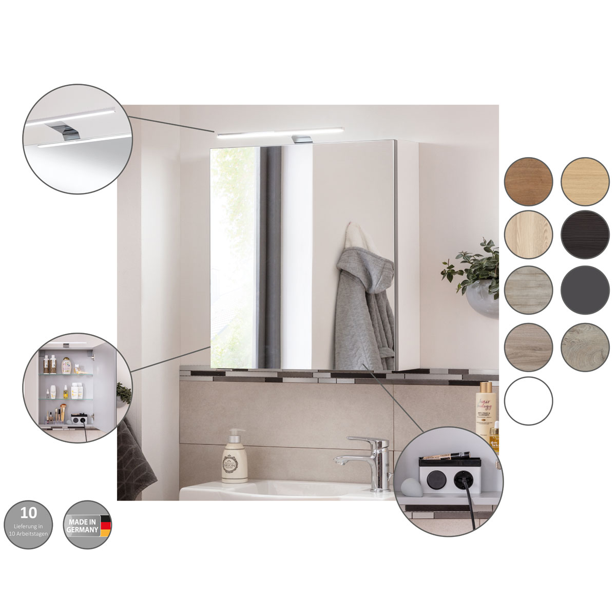 Fackelmann  Gäste-WC Spiegelschrank rechts SBC 500 x 680 x 153 mm Steinesche Bild 2