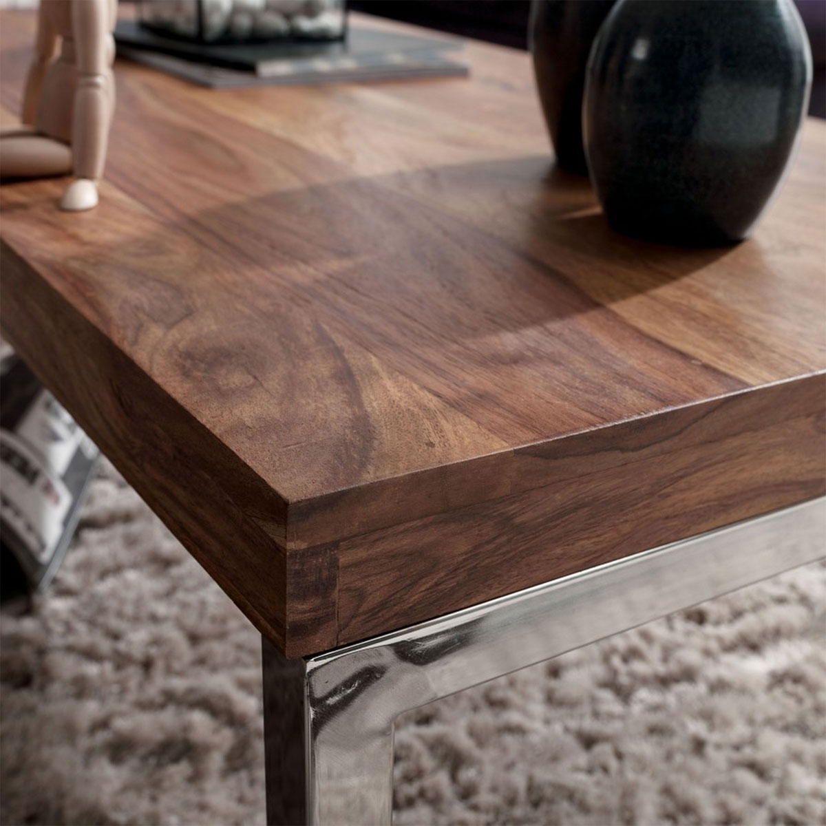 Wohnling Couchtisch „Sheesham“, 120x60x40 cm Bild 3