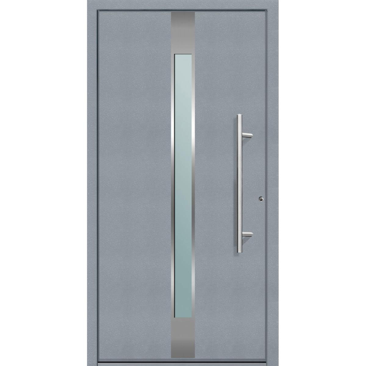 Aluminium Sicherheits-Haustür „Rimini Superior“, 60mm, grau, 100x210 cm, Anschlag rechts, inkl. Griffset