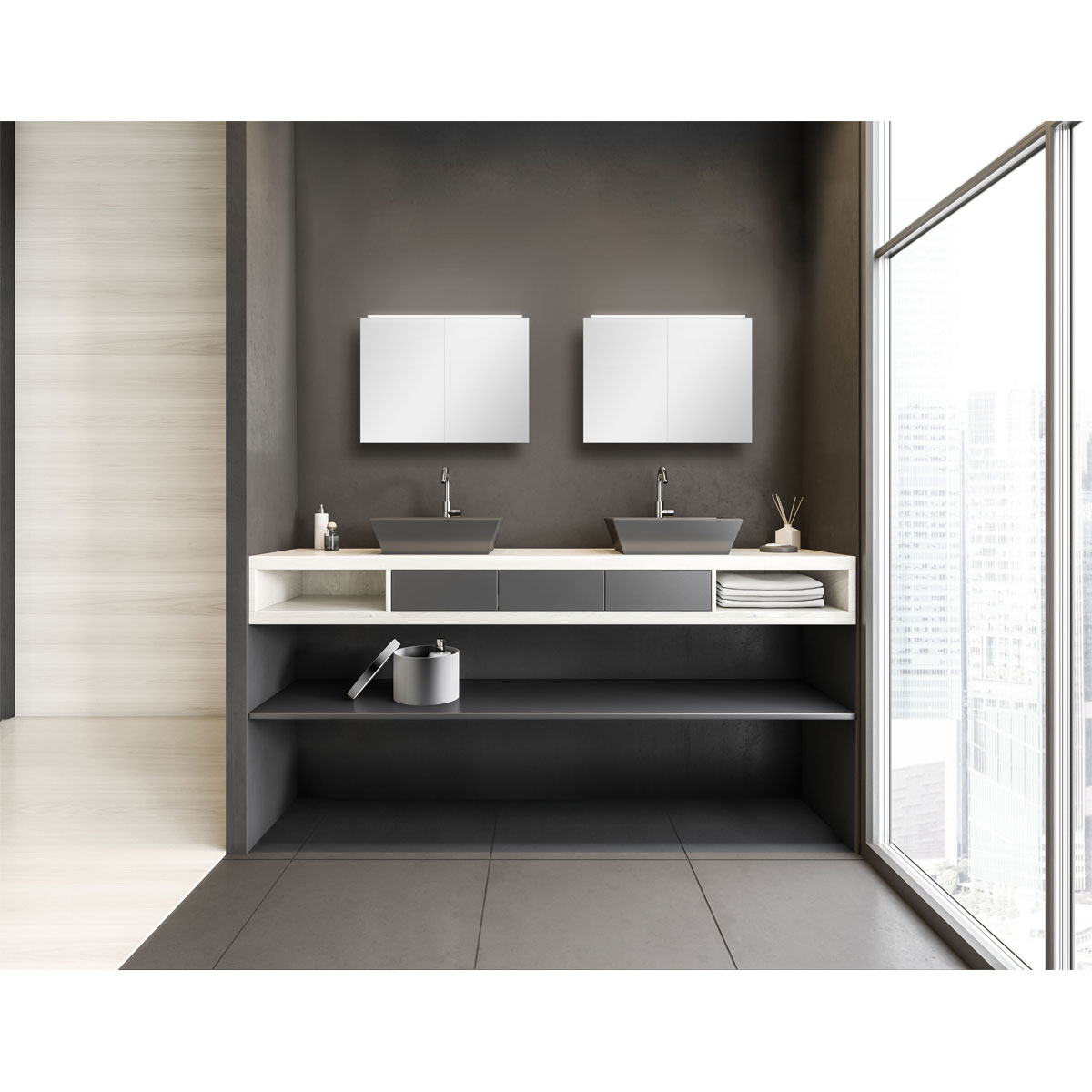 DSK  Design LED Spiegelschrank Aluminio Vegas 70 x 50 cm Bild 8