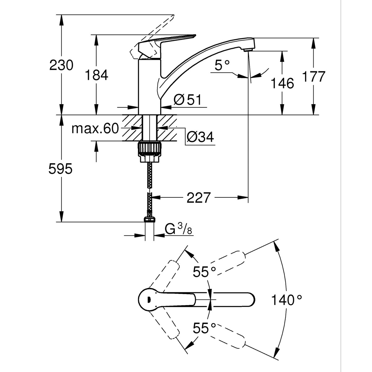 Grohe Einhand-Spültischbatterie Start  1/2" Bild 5