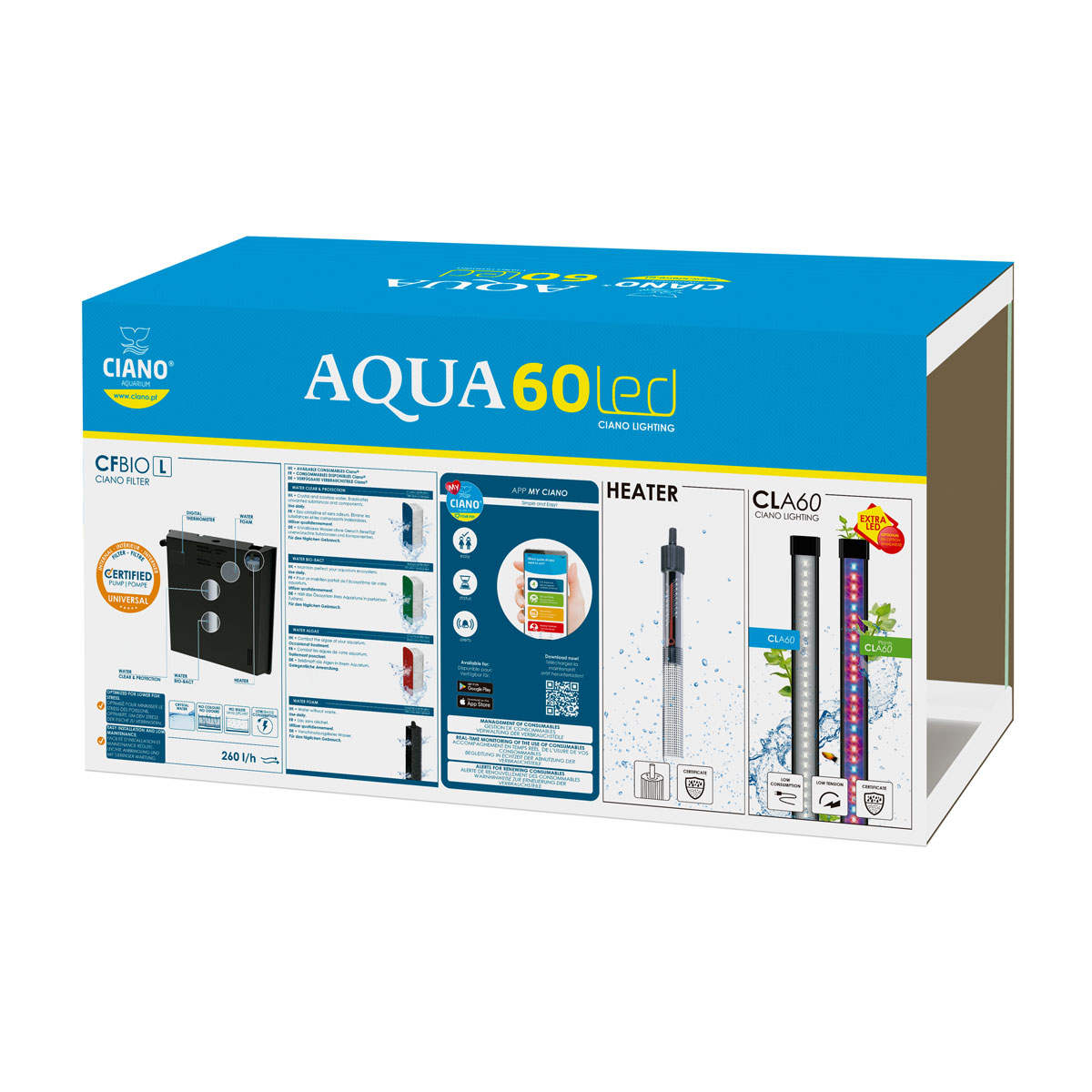 Aquarium Aqua 60 LED 58 L schwarz 60 x 30 x 33,5 cm Bild 5