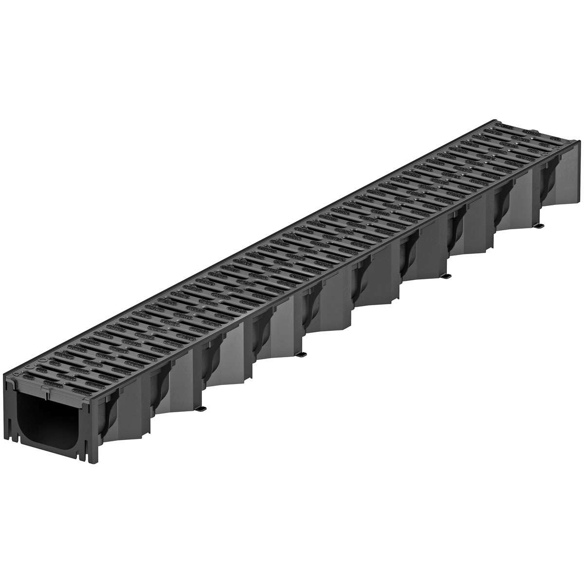 Hexaline 2.0 Entwässerungsrinne mit Microgrip schwarz 100 x 12,9 cm