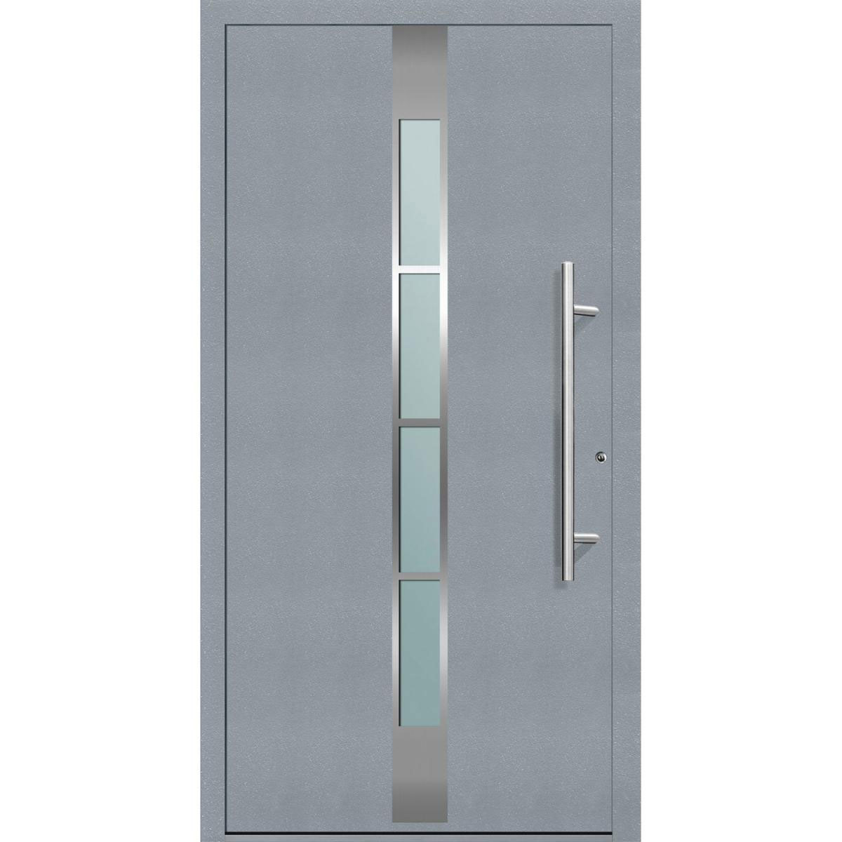Aluminium Sicherheits-Haustür „Ferrara Exklusiv“, 75mm, grau, 110x210 cm, Anschlag rechts, inkl. Griffset
