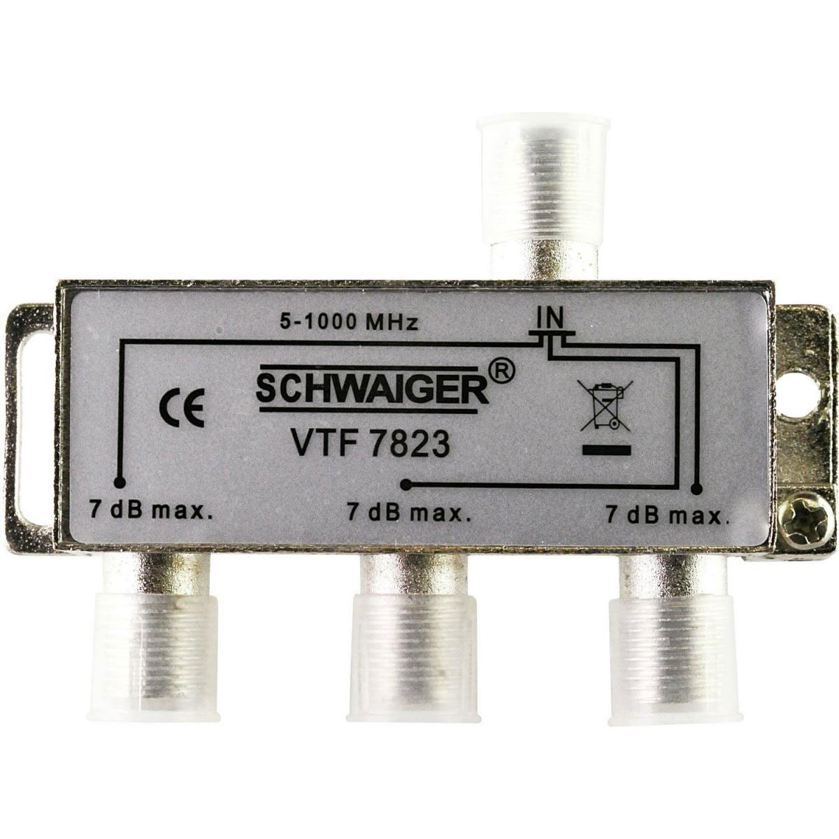Schwaiger 3-fach Verteiler 7 dB 5-1000MHz für Kabel/Antenne