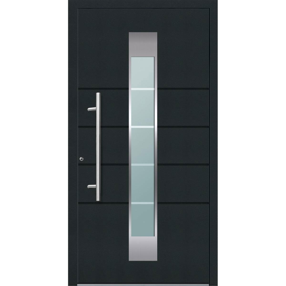 Aluminium Sicherheits-Haustür Turin Exklusiv 75 mm anthrazit 100 x 210 cm Anschlag links inkl Griffset