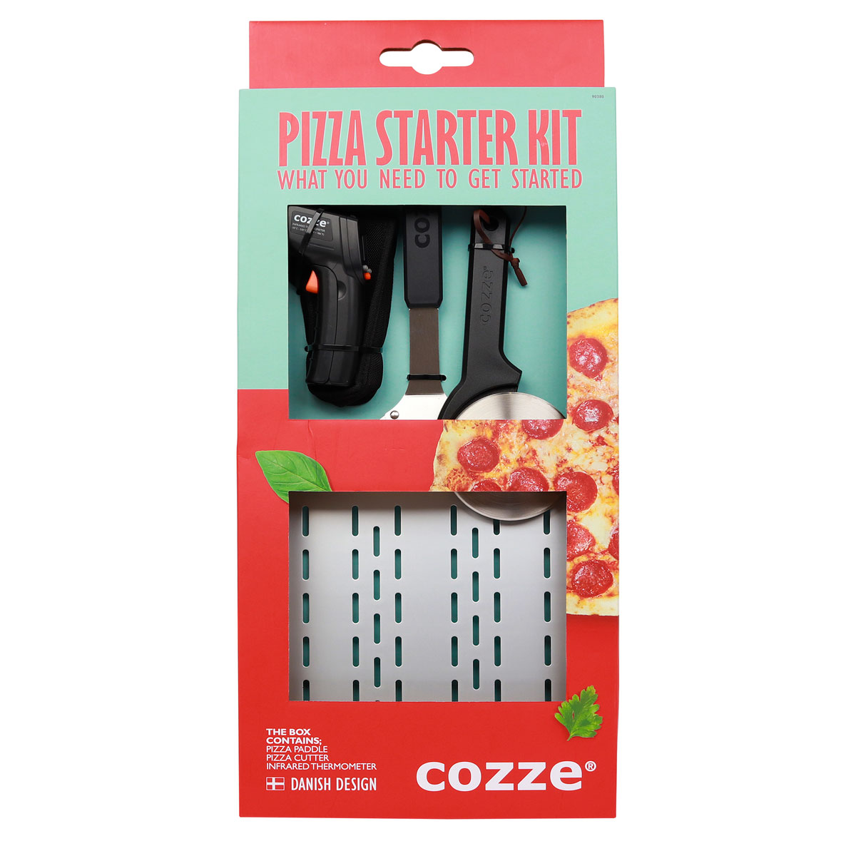COZZE Pizza Starter Set 3-teilig Spaten Thermometer und Pizzaschneider