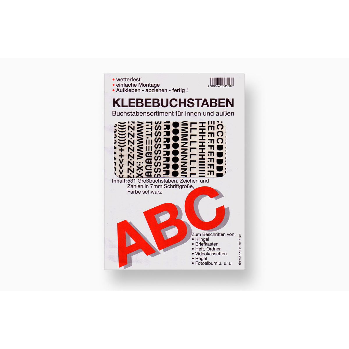 Metafranc Klebe-Alphabet schwarz 7 mm
