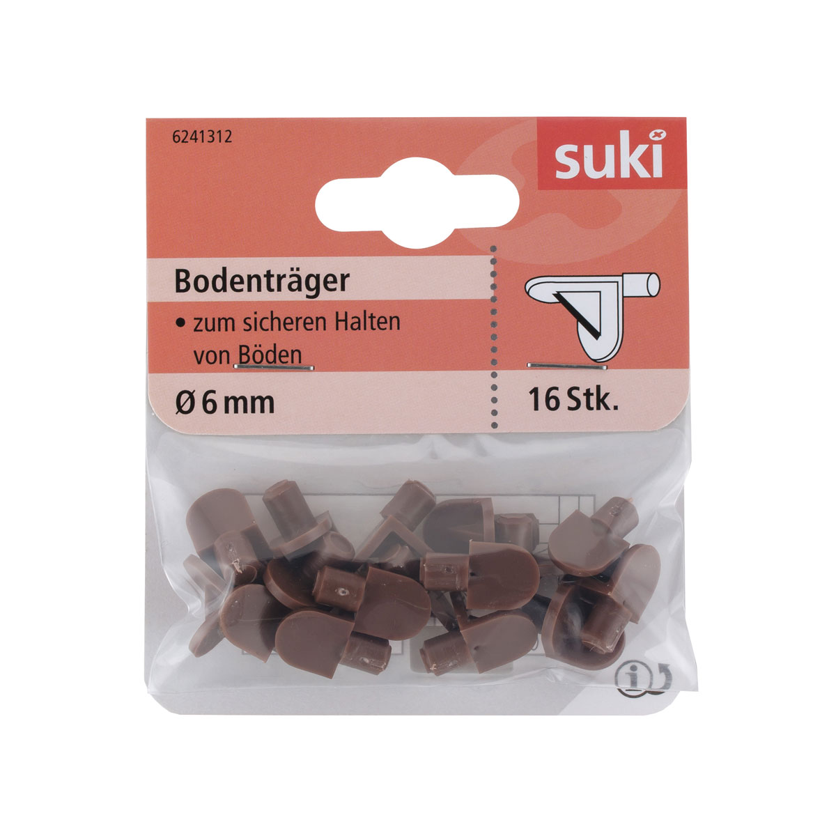 Suki Bodenträger Kunststoff Durchmesser 0,6 x 0,8 cm braun 16 Stück
