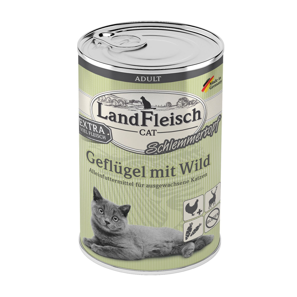 Landfleisch Cat  Adult Topf Geflügel+Wild 400g
