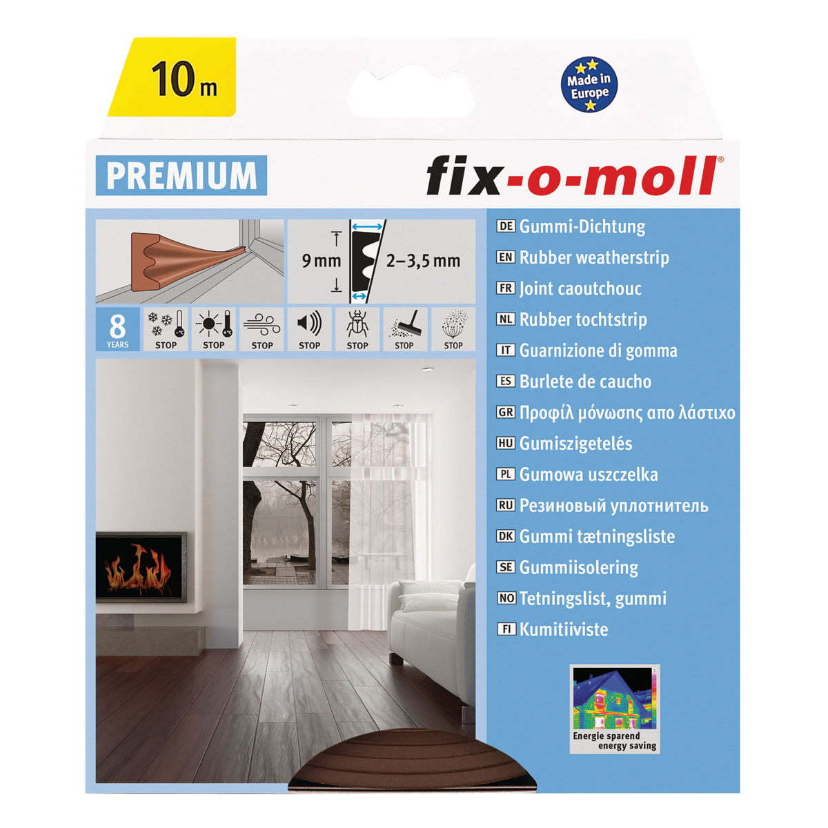 E-Profildichtung selbstklebend braun 10m 9x4 mm