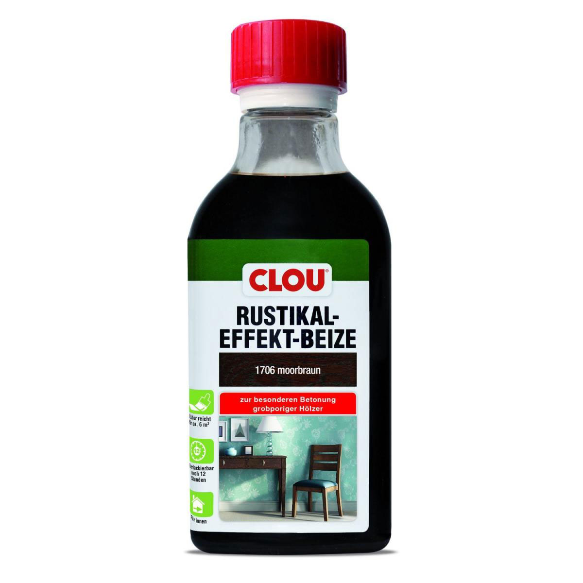 Clou B4 Rustikaleffekt-Beize „Moorbraun“, 250 ml