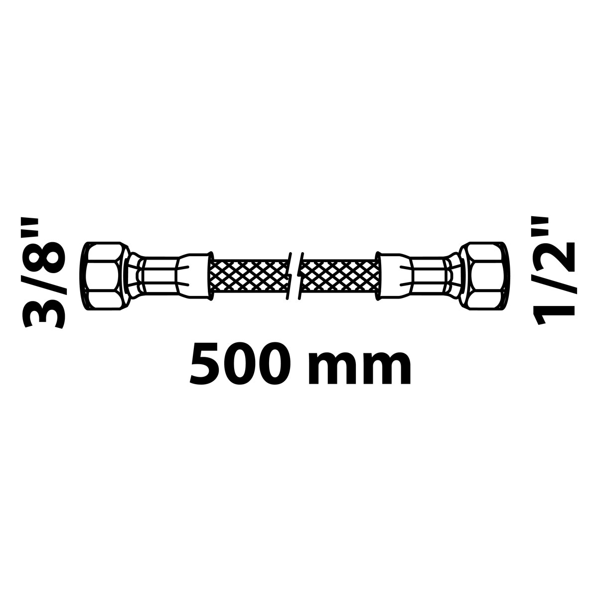 Flex-Anschlussschlauch, 500 mm, 1/2"; 3/8"