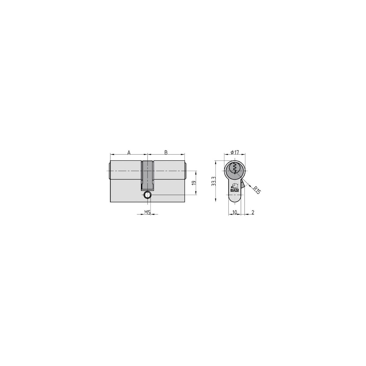 Profil-Kurzzylinder, 27x33mm, Gleichschließung Nr.34