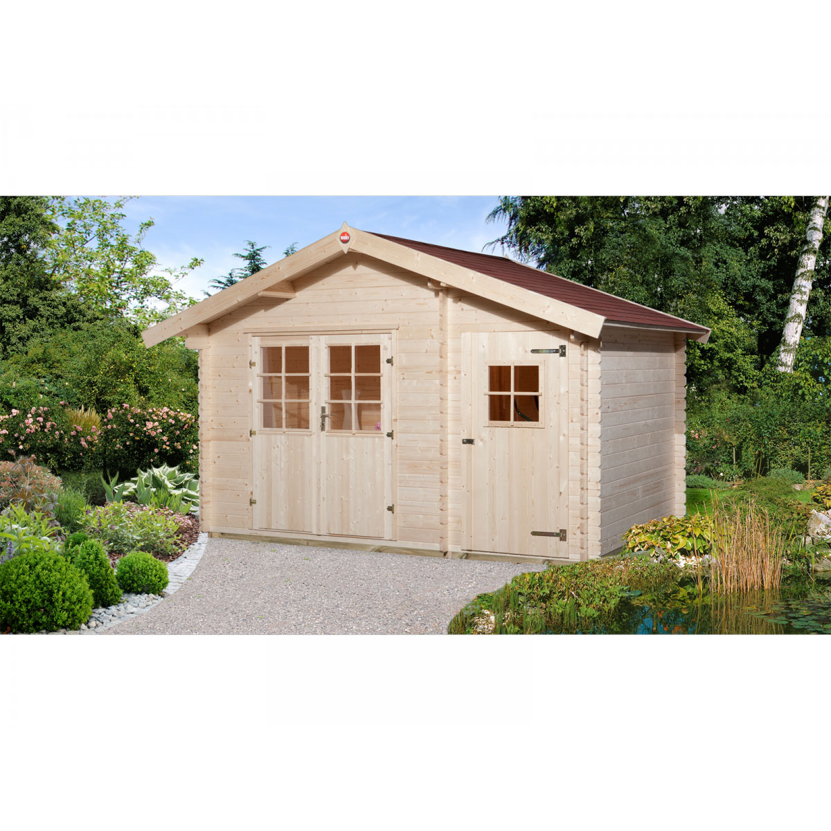 Weka Gartenhaus 253 Größe 2 28 mm natur mit Fußboden 370 x 250 x 270 cm