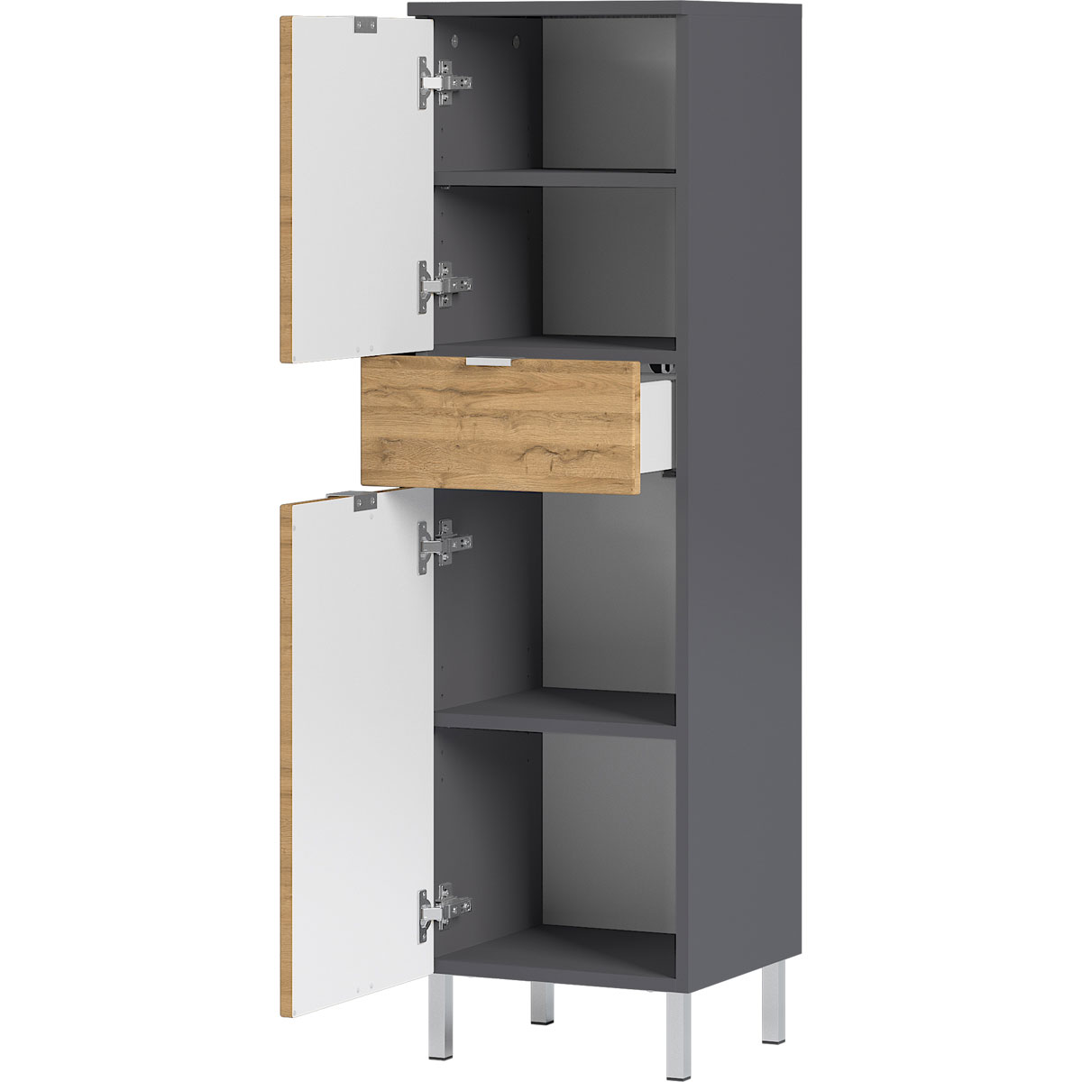 Schrank Maureen mit 1 Schubkasten 34 x 120 x 34 cm Graphit/Grandson-Eiche-Nachbildung Bild 2