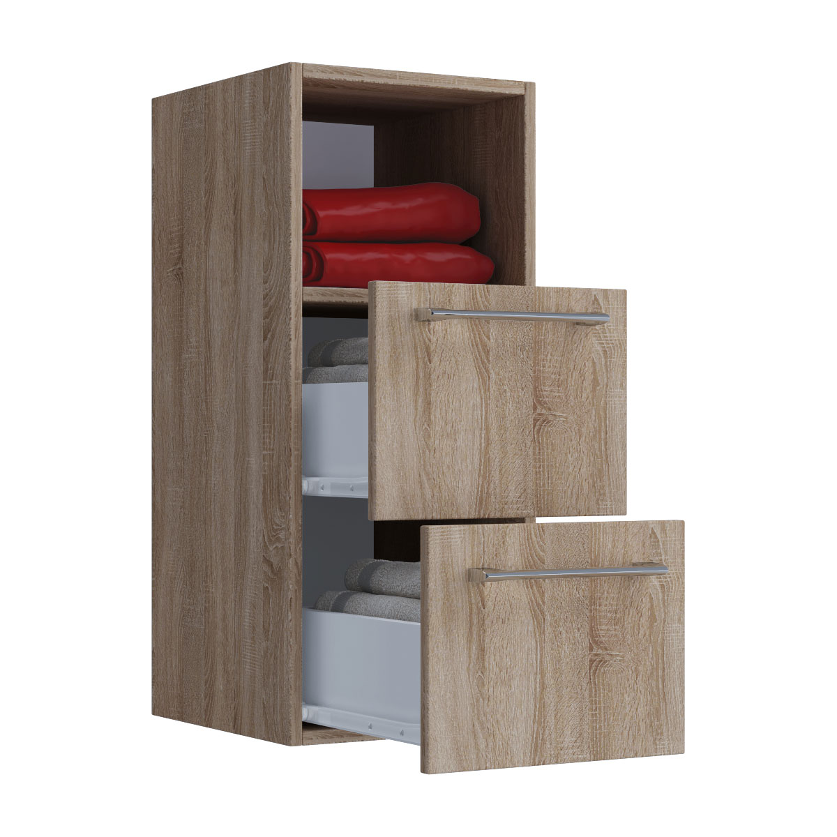Midischrank VCB 5" 2 Schubladen und offenes Fach Sonoma-Eiche