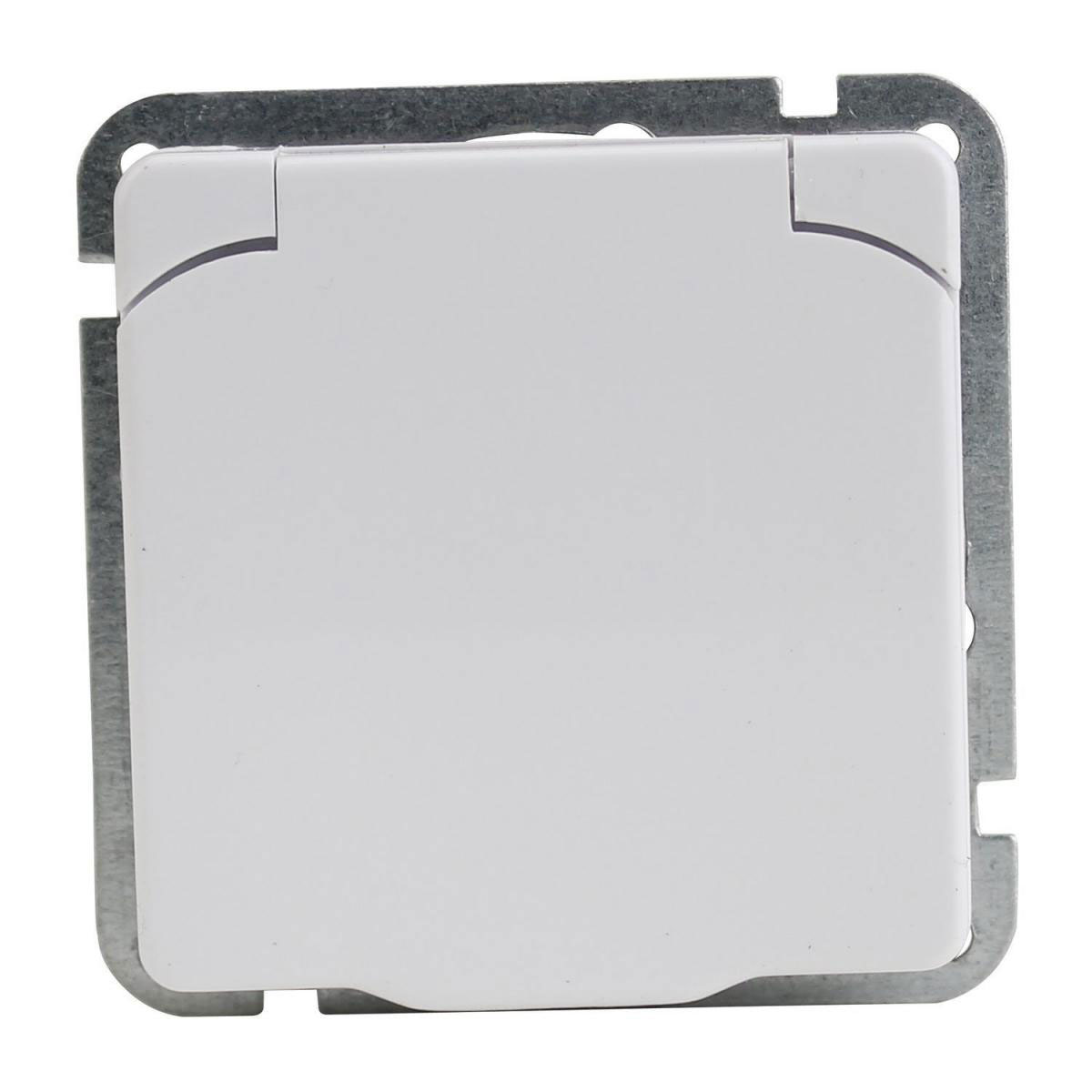 Steckdose mit Klappdeckel Montreal ultraweiß Serie 502