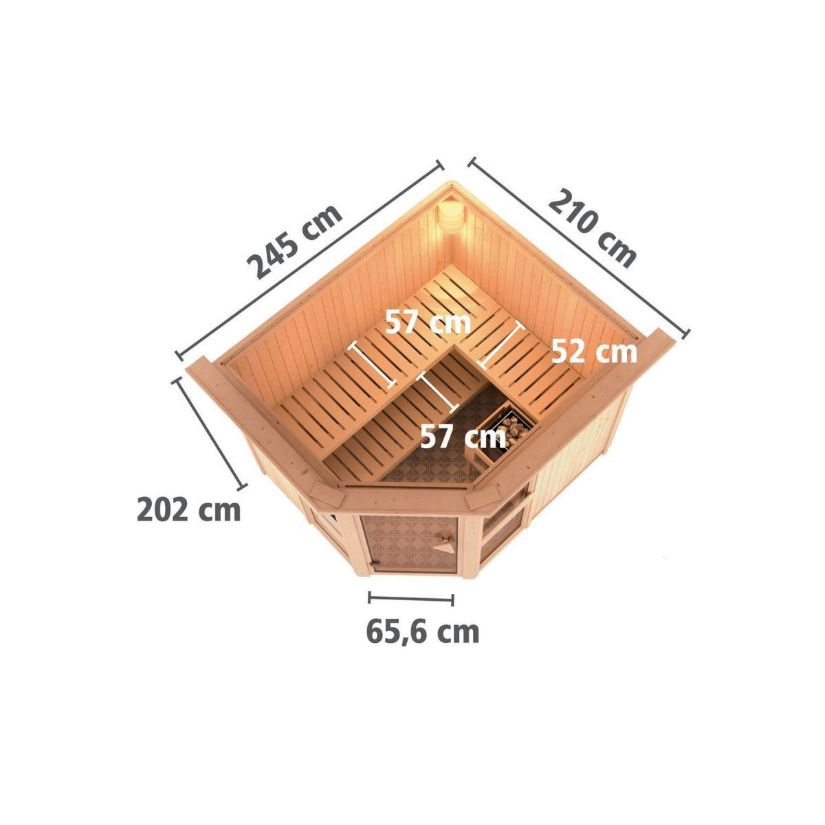 Karibu Amelia 3 Eckeinstieg ohne Ofen mit Kranz Bild 9