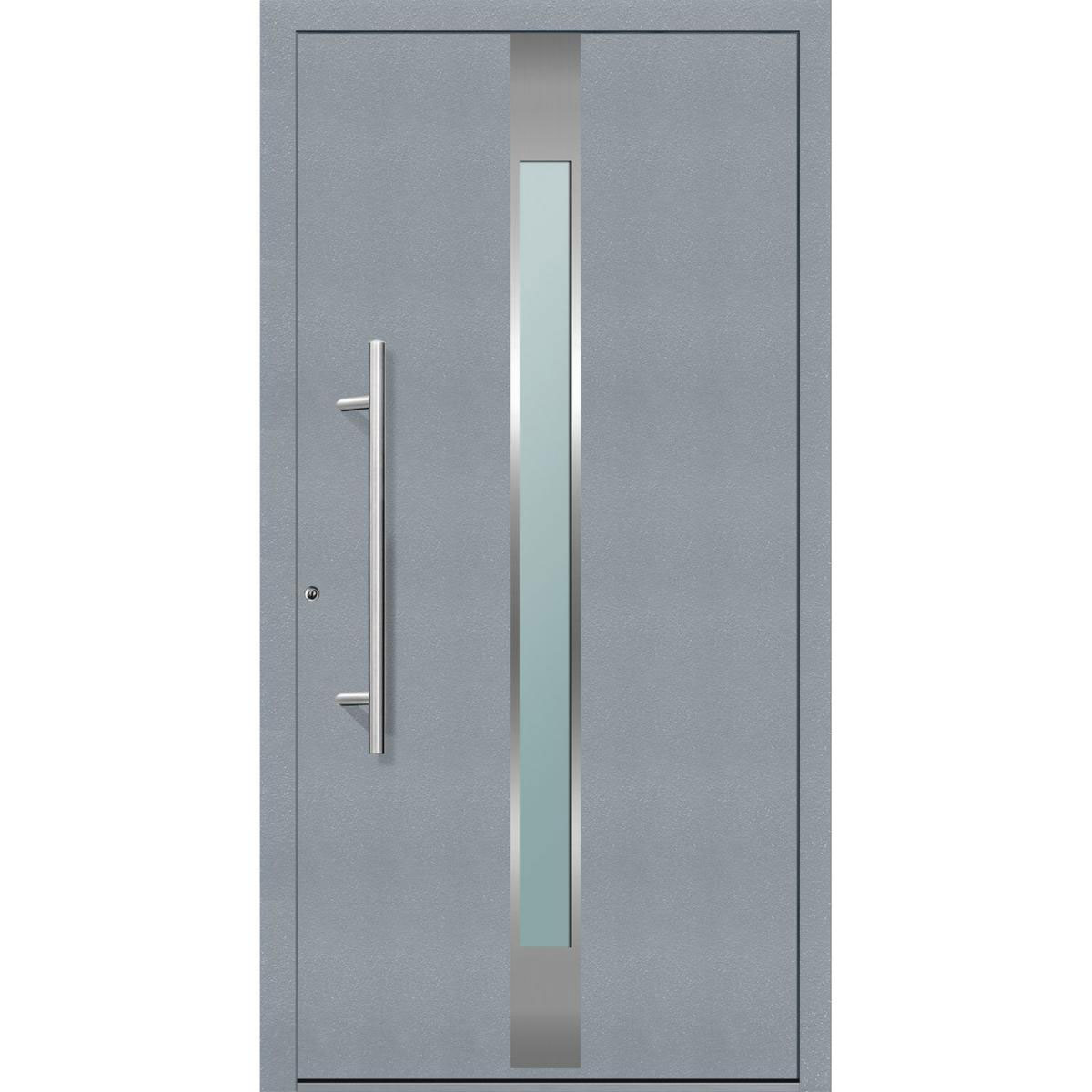 Aluminium Sicherheits-Haustür „Rimini Exklusiv“, 75mm, grau, 100x210 cm, Anschlag links, inkl. Griffset