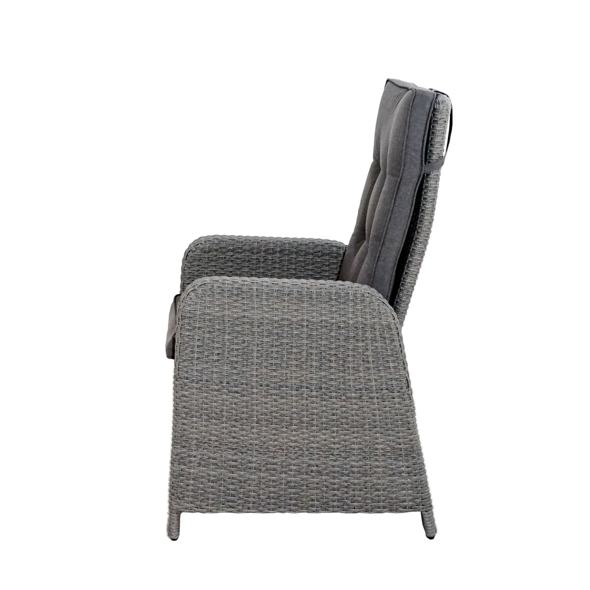 Lounge-Sessel „Kibico Comfort“, Polyrattan-Geflecht doppel-halbrund, grau-natur-meliert, inkl. Sitz-und Rückenpolster