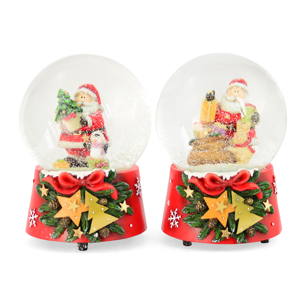 Spieluhr Schneekugel Santa sortiert Poly 14,5 cm