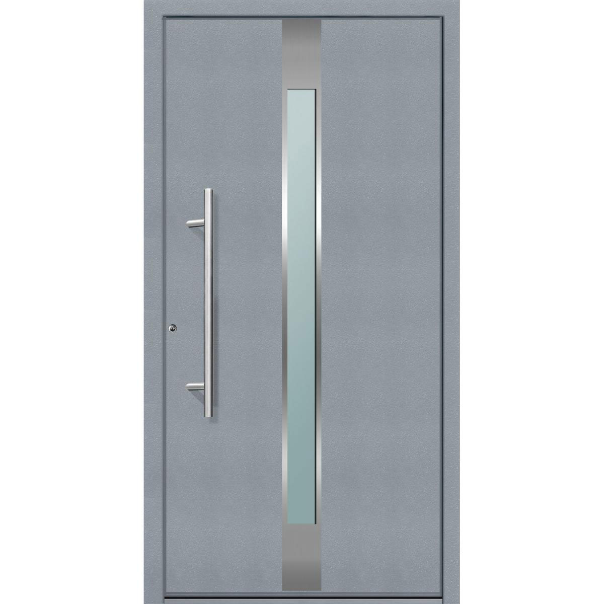Aluminium Sicherheits-Haustür „Rimini Superior“, 60mm, grau, 100x210 cm, Anschlag links, inkl. Griffset