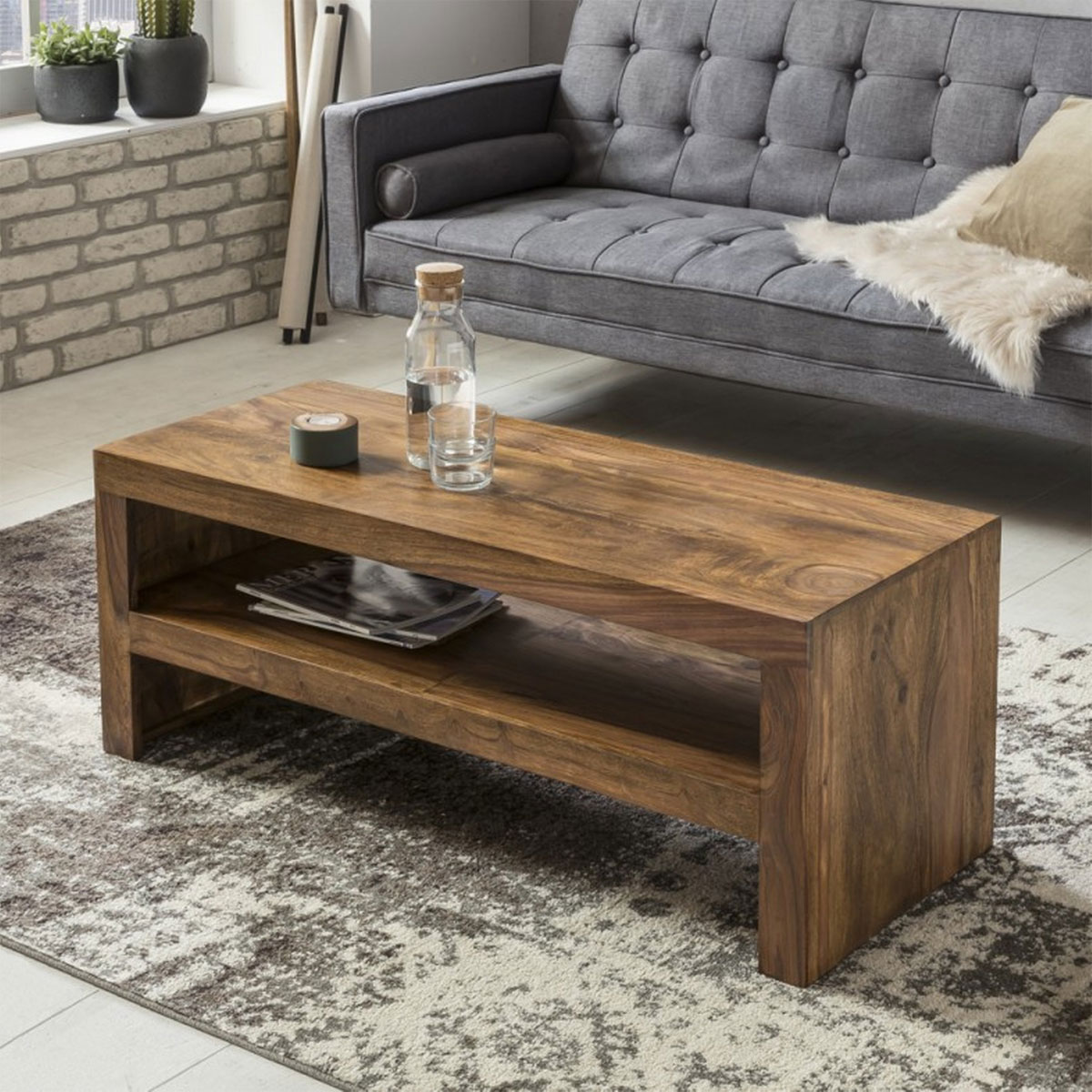 Wohnling Couchtisch „Durban“ 110x45 cm, Sheesham