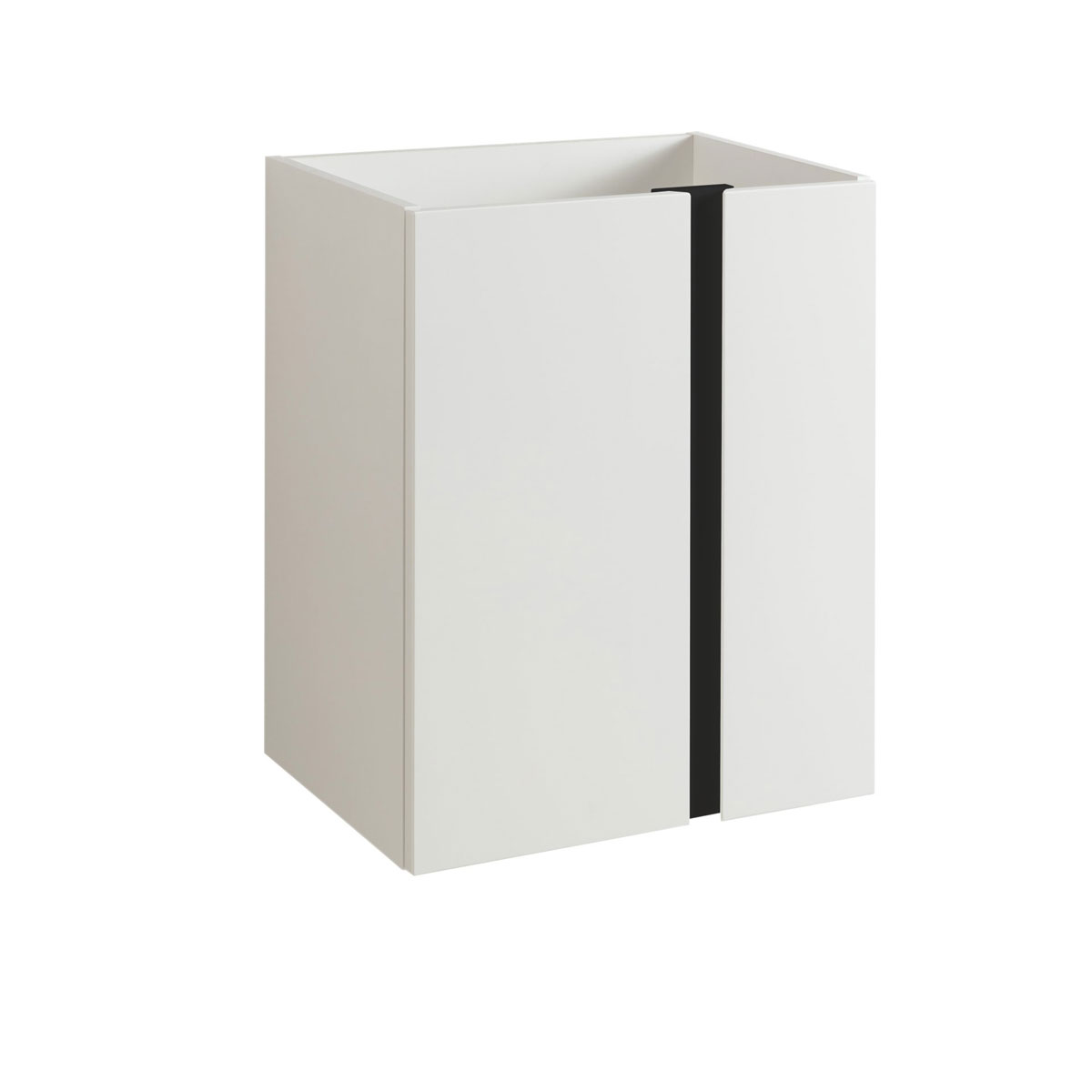 BADMOBIL Waschtischunterschrank LINUS 49 x 63 x 34,5 cm 2 Türen grifflos weiß mit schwarzer Dekorleiste