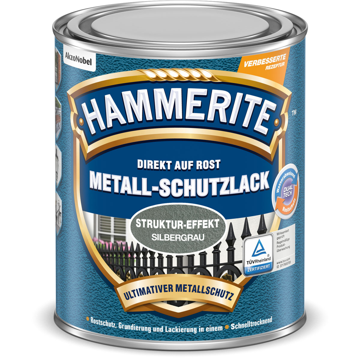 Hammerite Metallschutzlack struktur-Effekt silbergrau 250 ml
