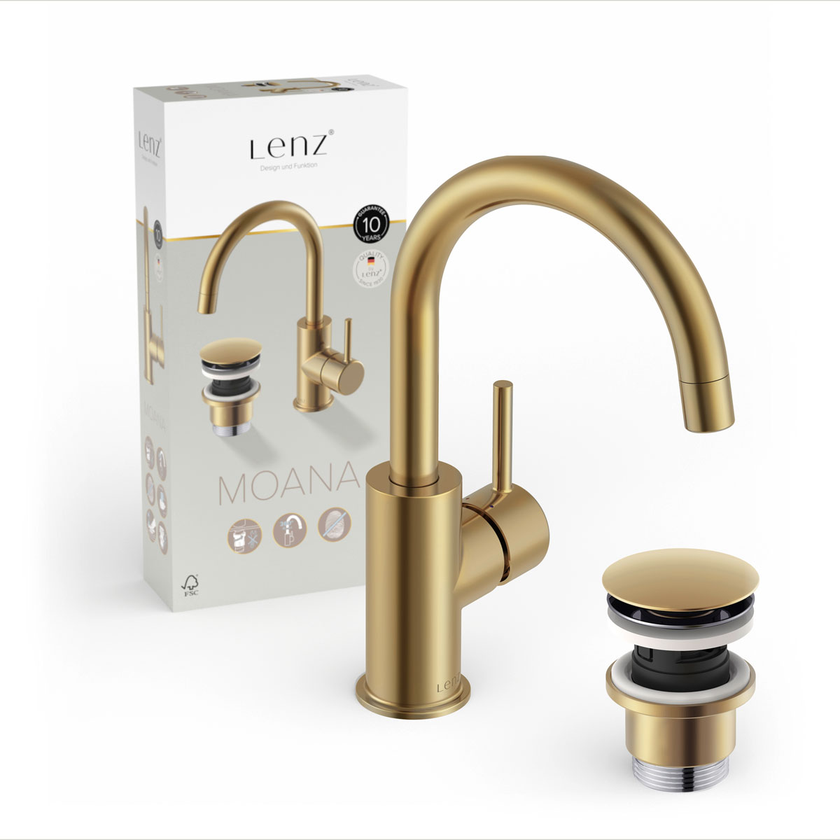 LENZ Waschtischarmatur Moana Easy-Clean Gold