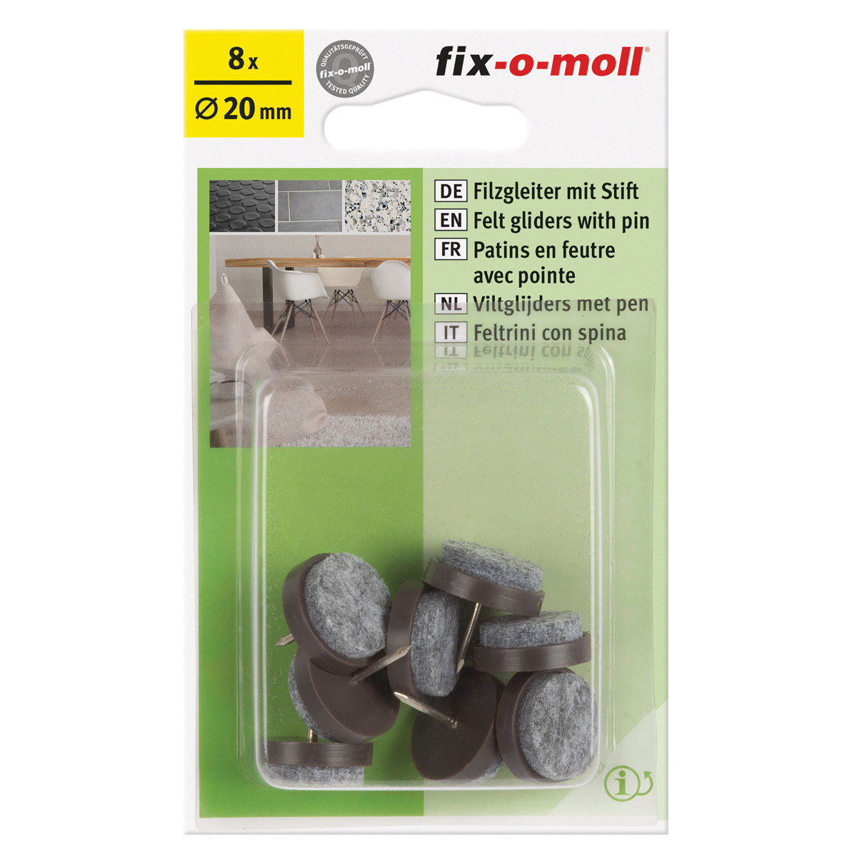 Suki Filzgleiter mit Stift Durchmesser 2 cm braun 8 Stück Bild 2